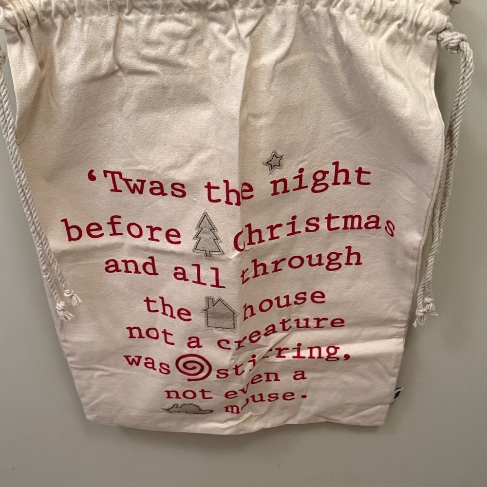 Mud Pie Cream and Red Christmas Sack